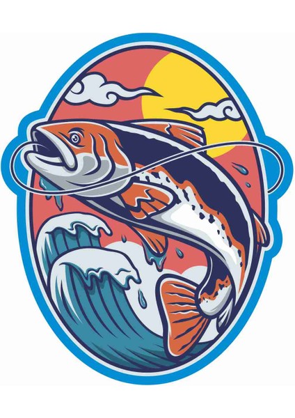 Koi - Balıkçılık - Fishing Sticker - 13159 Renkli 10 x 8 cm