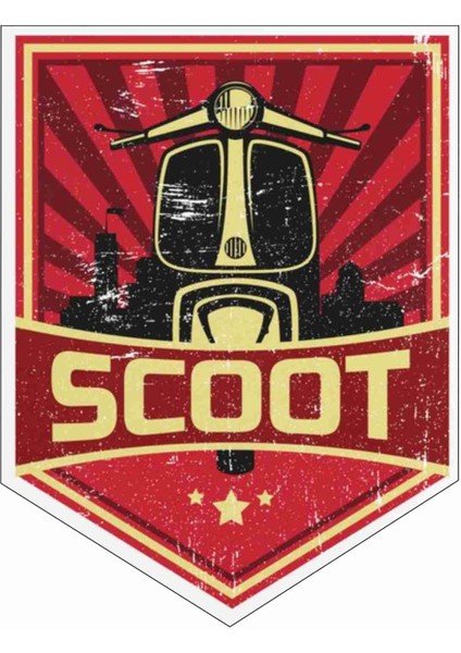 Vespa - Scooter Sticker - 14193 Renkli 6 x 4.5 cm