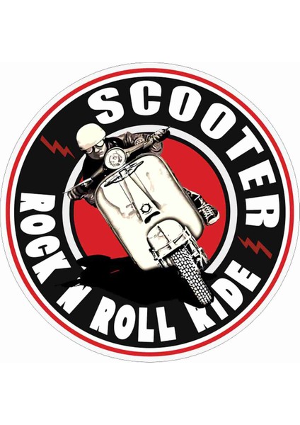 Vespa - Scooter - Rock - Ride Sticker - 14196 Renkli 6 x 6 cm
