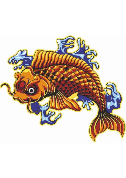 Koi - Fish - Japon - Balık Sticker - 17237 Renkli 10 x 12 cm