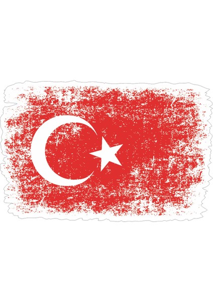 Eskitme Türk Bayrağı Sticker - 18074 Renkli 8 x12 cm