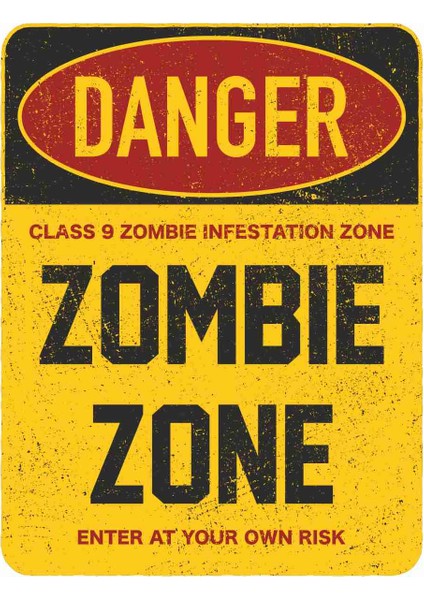 Danger - Zombie Sticker - 20565 Renkli 8 x 6 cm