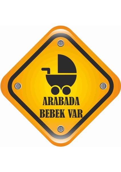 Arabada Bebek Var Sticker - 21017 Renkli 12 x 12 cm