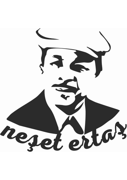 Neşet Ertaş Sticker - 19083 Siyah 10 x 10 cm