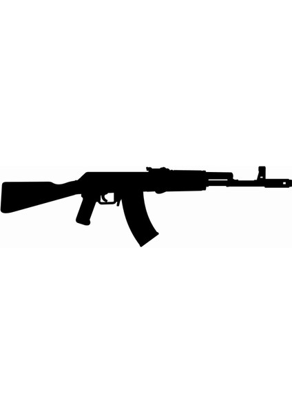 AK 47-Kalaşnikof-Tüfek-Gun-Silüet Sticker - 20582-1 Siyah 3 x 10 cm