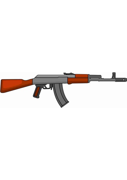 AK 47-Kalaşnikof-Tüfek-Gun-Silüet Sticker - 20582 Renkli 3 x 10 cm
