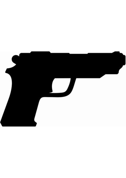 Tabanca-Gun-Silüet Sticker - 20588-1 Siyah 7 x 12 cm