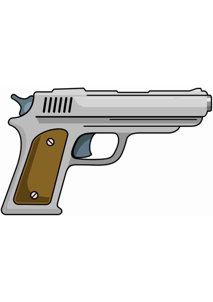 Tabanca - Gun Sticker - 20591 Renkli 6 x 10 cm