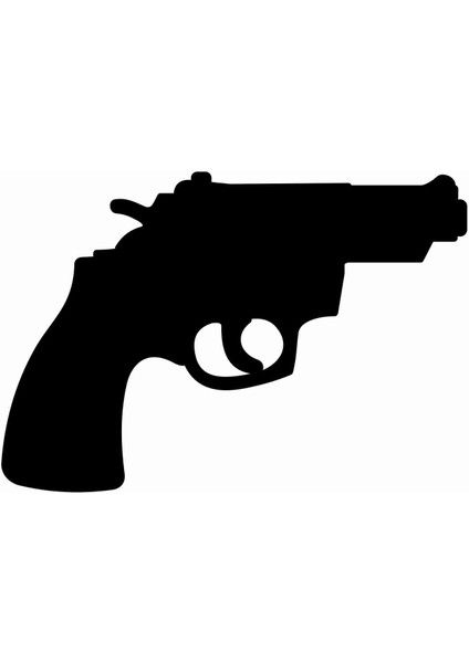 Tabanca-Revolver-Pistol-Gun-Silüet Sticker - 20593-1 Siyah 5.5 x 8 cm