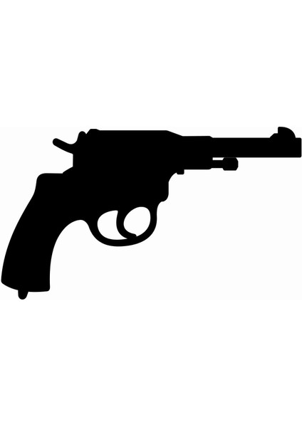 Tabanca-Revolver-Pistol-Gun-Silüet Sticker - 20594-1 Siyah 6 x 10 cm