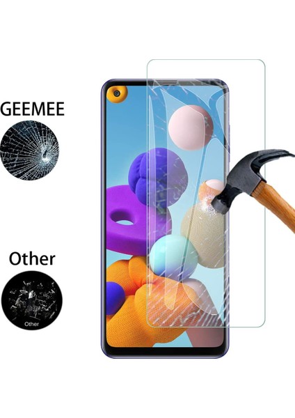 Case 4U Samsung Galaxy A21S Uyumlu Tamperli Kırılmaz Cam Ekran Koruyucu