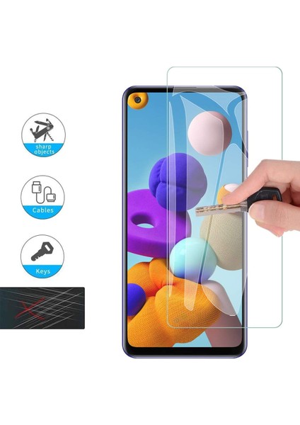 Case 4U Samsung Galaxy A21S Uyumlu Tamperli Kırılmaz Cam Ekran Koruyucu