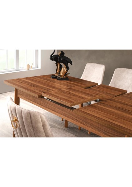 Ceviz Açılır Banklı Mutfak Masa Sandalye Takımı 90 x 145 cm