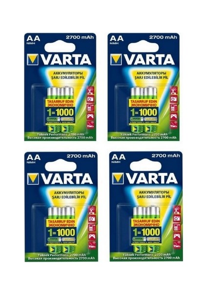 2700 Mah 1.2V AA Şarjlı Pil 16'lı