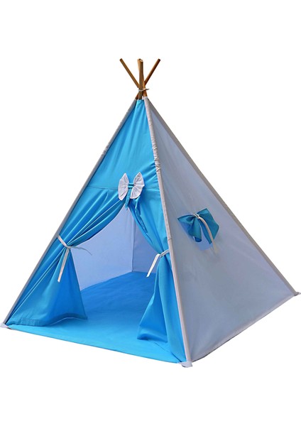 Çocuk Oyun Çadırı Pamuklu Mavi - Beyaz