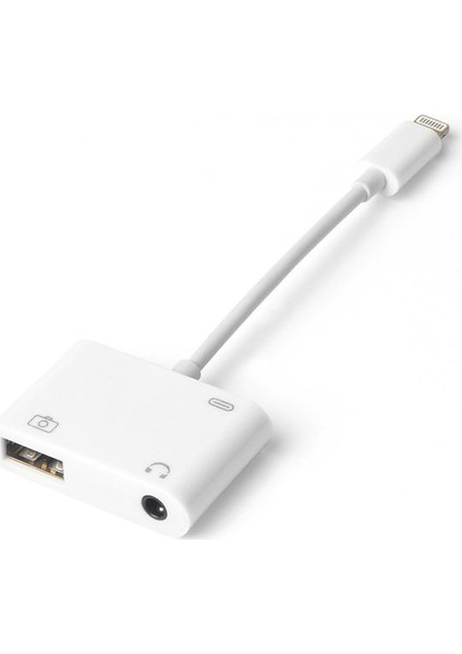 iPhone Lightning 3.5 mm Kulaklık ve USB 3.0 Kamera Hub Adaptör