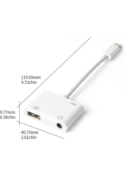 iPhone Lightning 3.5 mm Kulaklık ve USB 3.0 Kamera Hub Adaptör