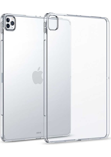 Apple iPad 12.9 Pro 2020 Kılıf Darbe Emici Süper Silikon Kılıf Şeffaf + Cam Ekran Koruyucu