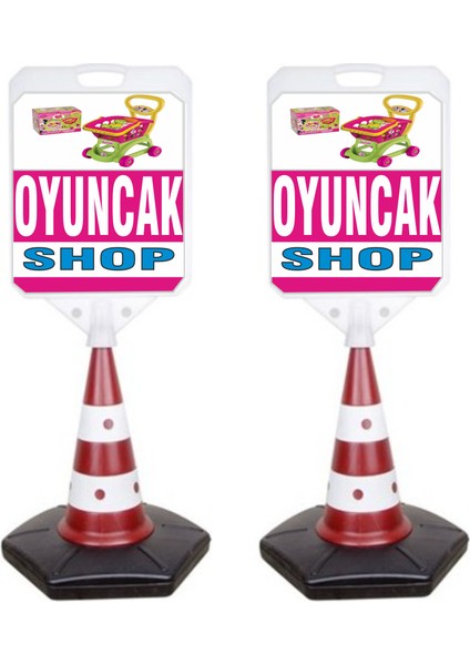 Oyuncak Shop Temalı Reklam ve Uyarı Dubası 2'li