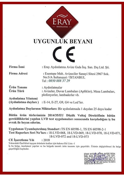 Eray Aydınlatma A001-5 Dimmer Kumandalı Led Avize