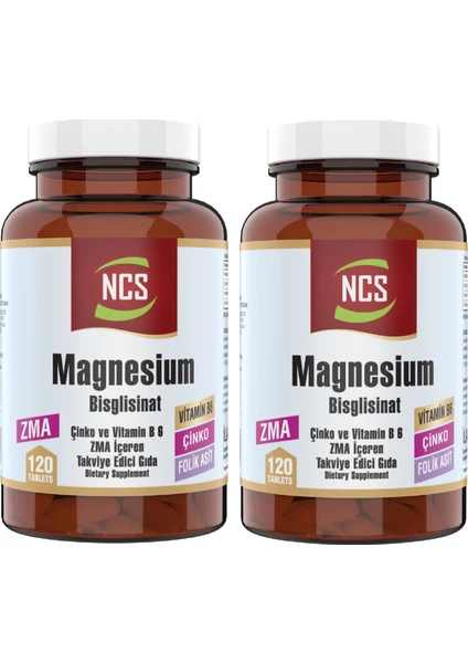 Magnesium Bisglisinat 2 Kutu 240 Tablet Çinko Folic Acid Vitamin B 6 Magnezyum