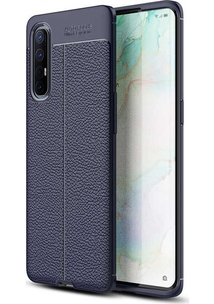 Oppo Reno 3 Pro Kılıf Niss Silikon Deri Görünümlü Lacivert