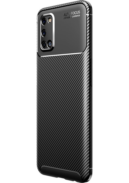 Oppo A72 Kılıf Negro Karbon Dizayn Silikon+Nano Glass Siyah
