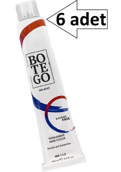 Botego Milano Parabensiz 6,89 Karamel Krem Boya 6 x 100ML