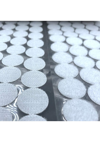 Yuvarlak Kesim Para Para, Cırt Bant, Arkası Yapışkanlı Beyaz 2 Cm Çapında 50 Adet Dişi-Erkek Takım modelleri