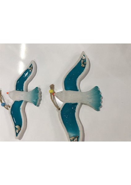 Polyester 3 Lü Deniz Kabuklu Martı Seti Duvar Süsü Mavi fiyatları