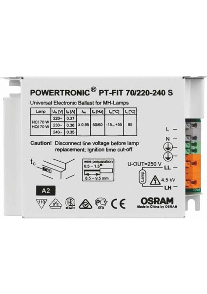 Buharlı Elektronik Balast Powertronic 70W Metal/Sodyum 4008321386649