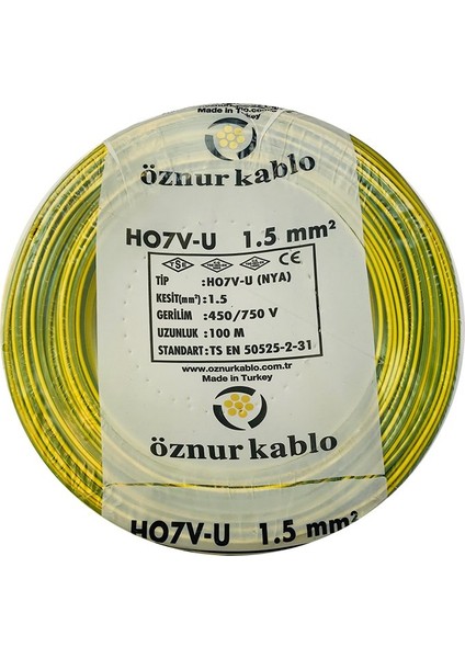 1,5 Mm Nya Kablo - 100 Metre Sarı Yeşil
