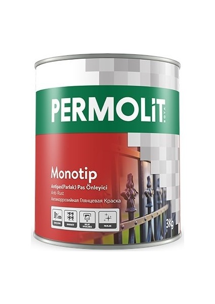 Monotip Antipas Parlak Metal Boyası 0,75Lt Siyah 3001