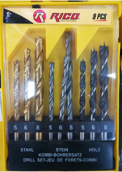 9 Parça Matkap Ucu Seti-Ahşap-Metal-Beton Matkap Ucu Takımı