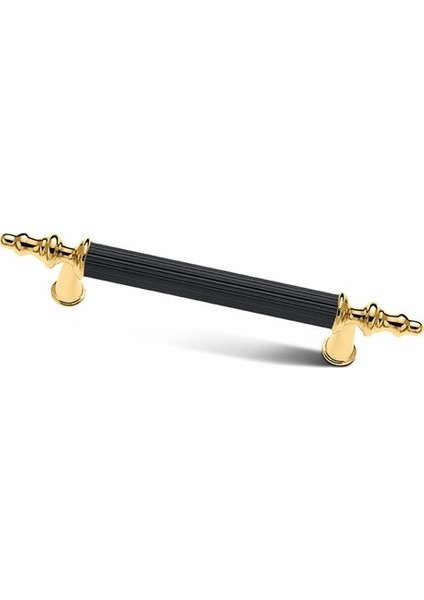 Kumru Mat Siyah Altın Lüks Mobilya Dolap Çekmece Kulp 224 Mm