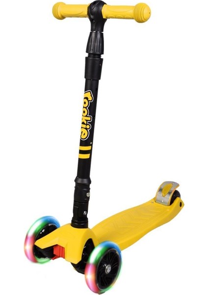 3 Tekerlekli LED Işıklı Ayarlanabilir Katlanabilir Maxi Scooter - Sarı