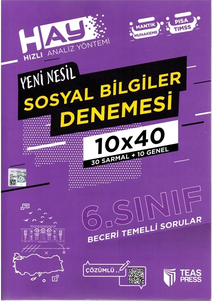 Teas Press 6. Sınıf Yeni Nesil Sosyal Bilgiler Denemesi 40 Adet