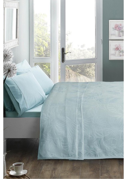 Jakarlı Comfort Tek Kişilik Pike Takımı - Jeneva Suyeşili