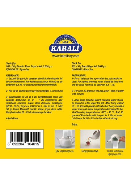 Karali Çay Alternatif Jumbo Demlik Poşet Çay 200x30 Gr