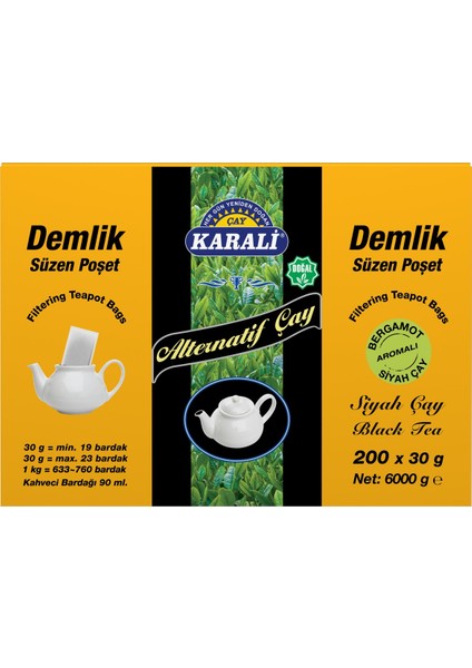 Karali Çay Alternatif Jumbo Demlik Poşet Earl Grey 200x30 Gr