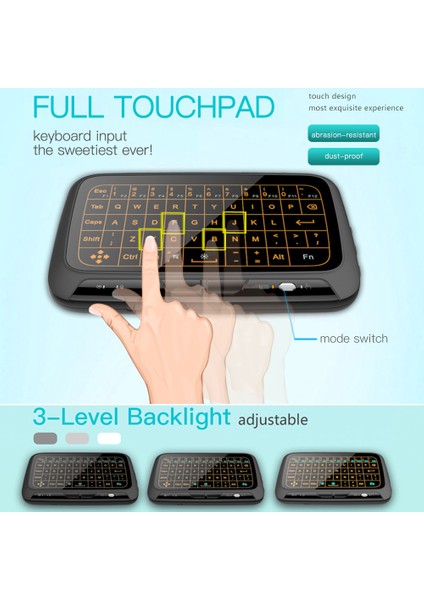 H18 + 2.4GHz Kablosuz Tam Dokunmatik Yüzey Arka Klavye (Yurt Dışından)