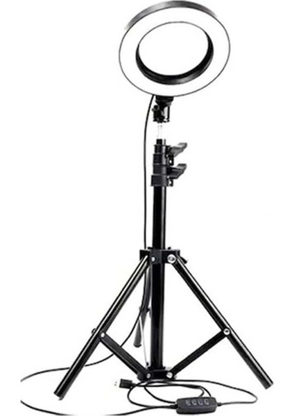 Youtuber LED Işıklı Tripod Selfie Kuaför Makyaj Işığı Sürekli Ring Light 10" 2,1 M