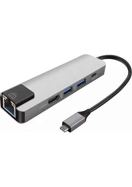 Gigabit USB 3.1 Type C To HDMI 2xusb 3.0 RJ45 Ethernet Dönüştürücü Adaptör