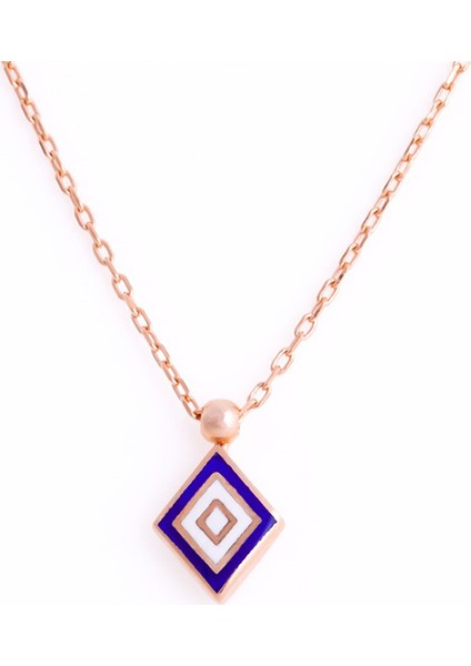 Geometrik Mineli Gümüş Kadın Kolye