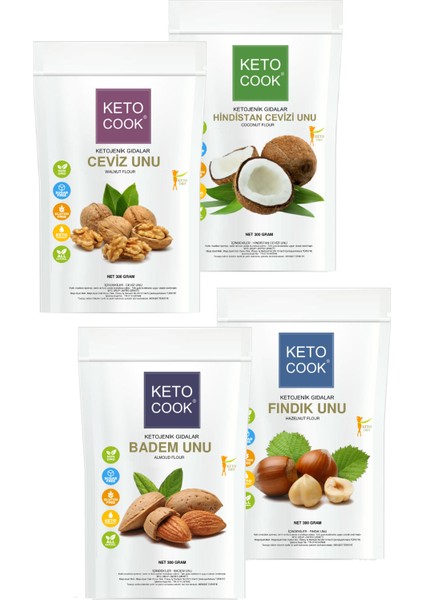 Un Quadro Set (4x300 Gram) Ketojenik Badem+fındık+ceviz+h,cevizi