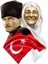 Atatürk Sticker - 11016 Renkli 11 x 14.5 cm 1