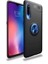 Oppo A31 Kılıf Ultra Korumalı Yüzüklü Manyetik Ravel Silikon + Cam Ekran Koruyucu Siyah - Mavi 1