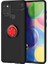 Samsung Galaxy M31 Kılıf Ultra Korumalı Yüzüklü Manyetik Ravel Silikon + Tam Kaplayan 5D Cam Ekran Koruyucu Siyah - Kırmızı 1