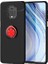 Xiaomi Redmi Note 9s Kılıf Ultra Korumalı Yüzüklü Manyetik Ravel Silikon + Cam Ekran Koruyucu Siyah - Kırmızı 1