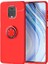 Xiaomi Redmi Note 9s Kılıf Ultra Korumalı Yüzüklü Manyetik Ravel Silikon + Tam Kaplayan 6D Nano Ekran Koruyucu Kırmızı 1